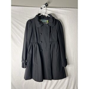 Forever 21 Black Ruffle Collar Coat Sz Medium Women’s Jacket!  Cute coat!